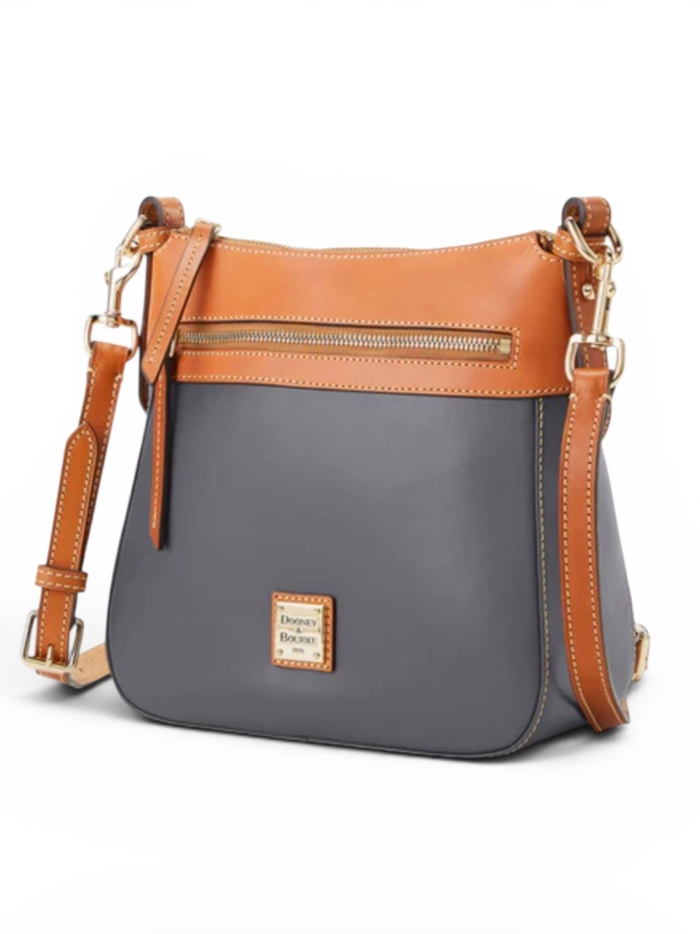 Dooney & Bourke Wexford leather Gray and Tan Leather Crossbody Bag nwt